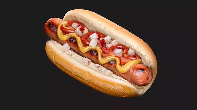 Classic American Hot Dog 3D model 5