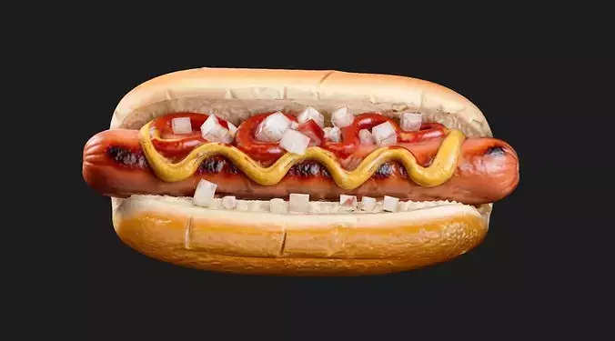Classic American Hot Dog 3D model 6