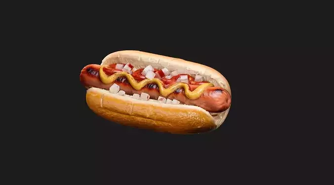 Classic American Hot Dog 3D model 7