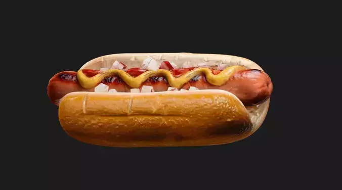 Classic American Hot Dog 3D model 2