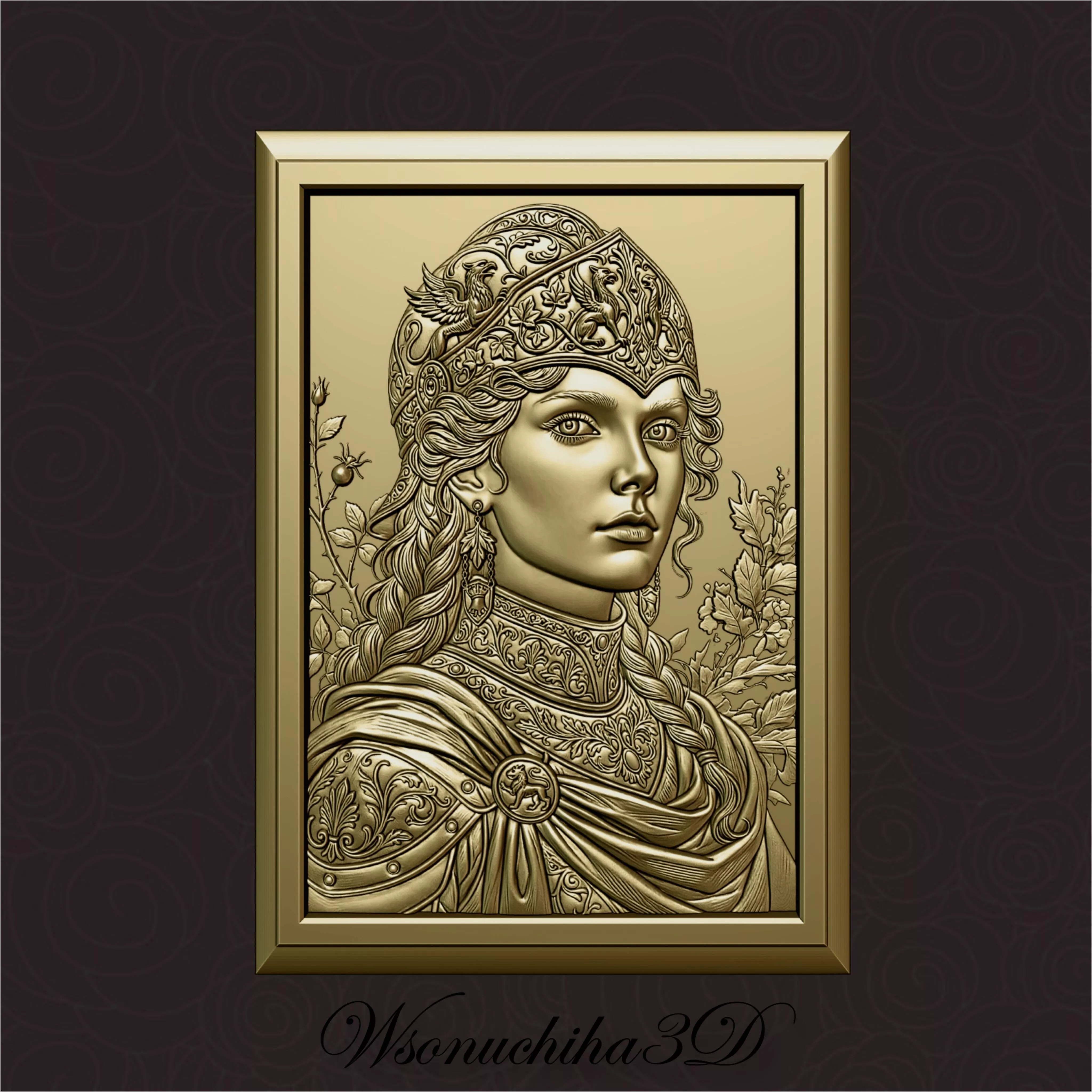 Warrior Lady Relief 3D print model
