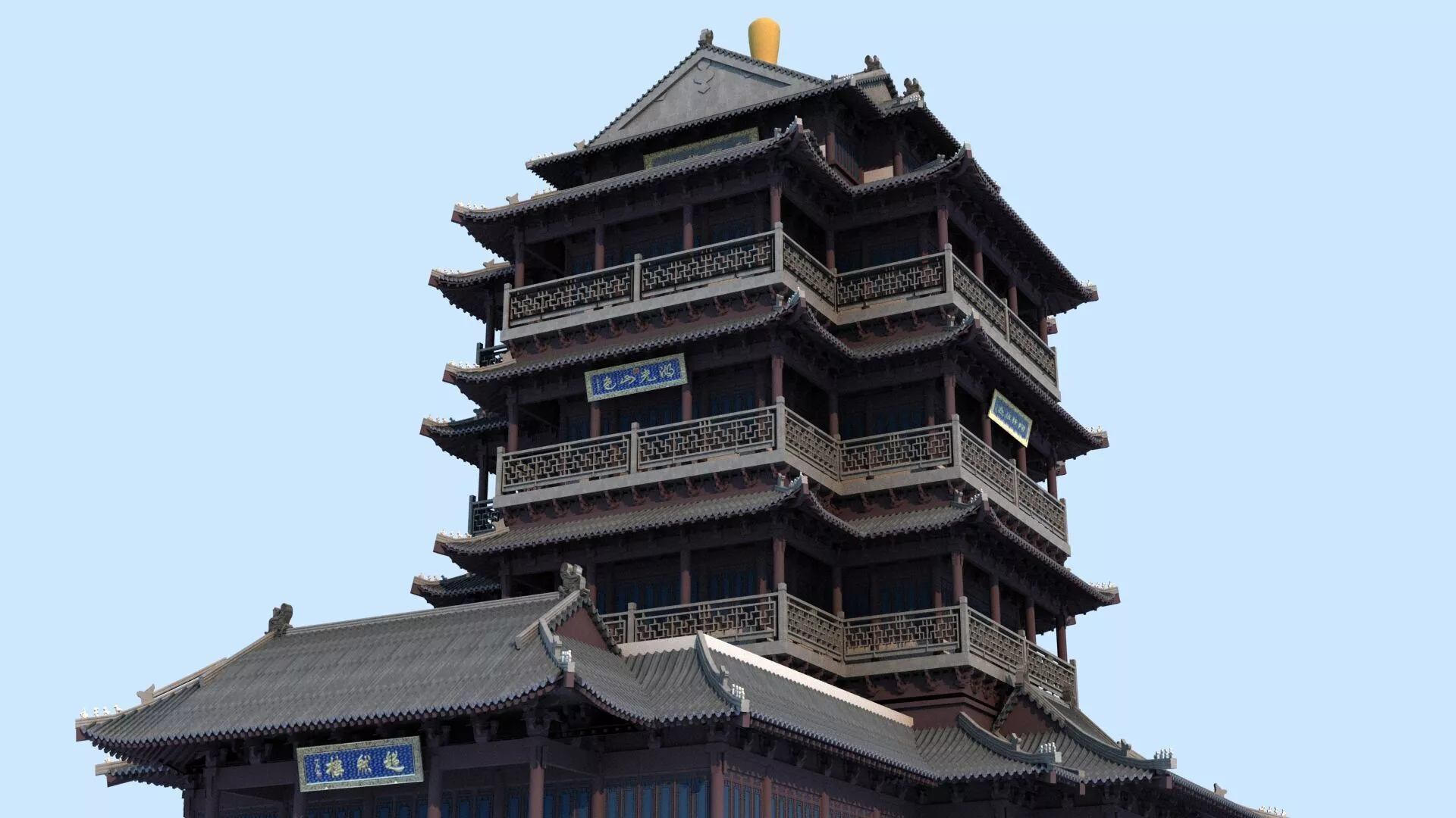 Chaoran Tower Jinan Chinese Ancient Architecture Pagoda 3D model