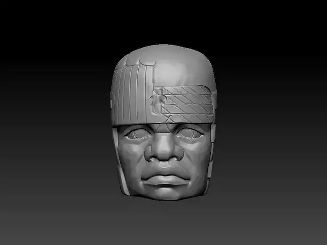 Olmec Colossal Head San Lorenzo 4 - High-Poly Digital Sculpture