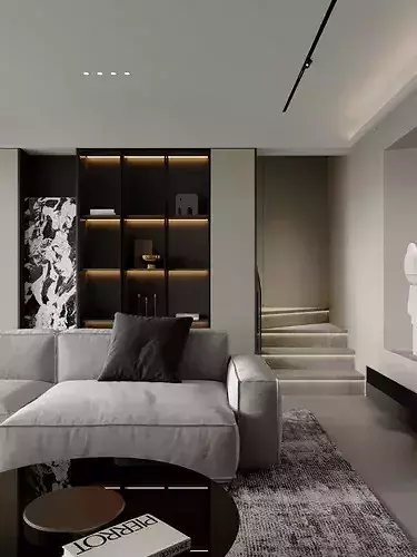 Living and dining room 3D model 6