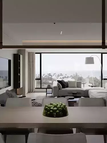 Living and dining room 3D model