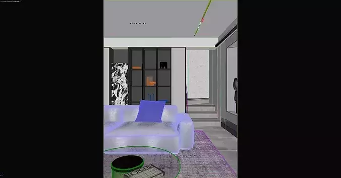 Living and dining room 3D model 7