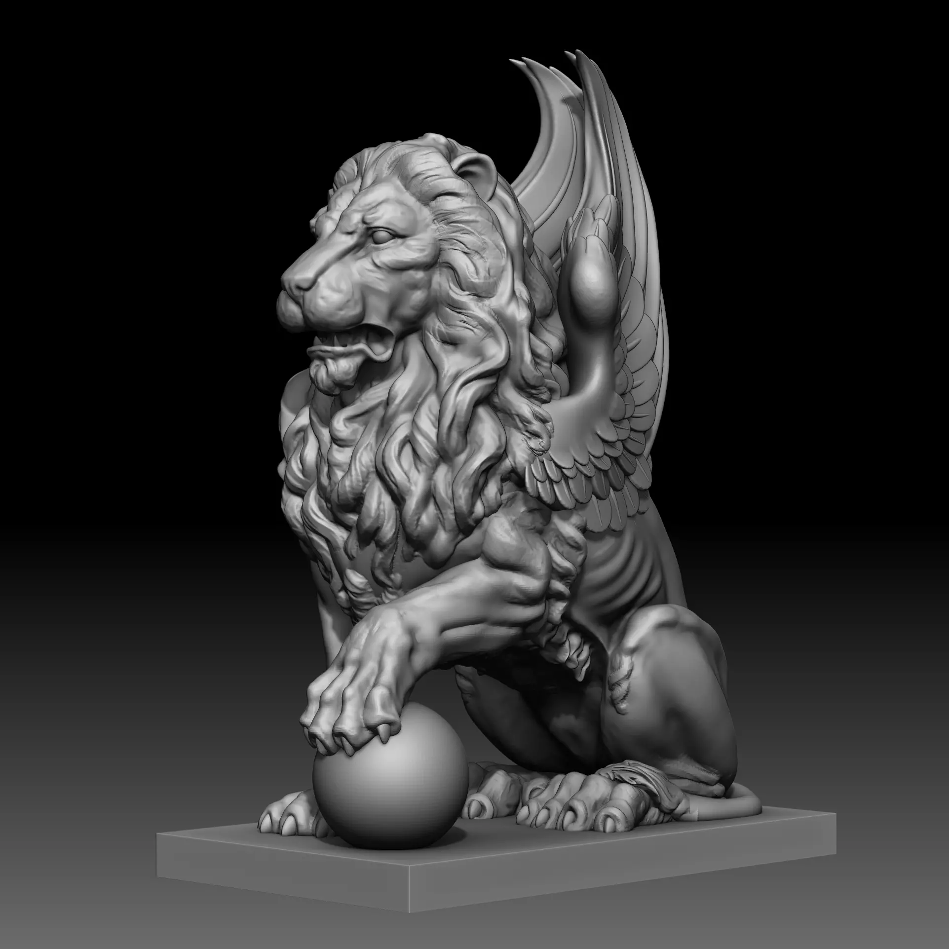 Lion sculpture 3D print model