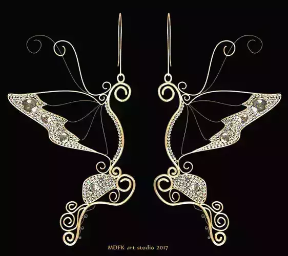 Diamond earrings 3D model