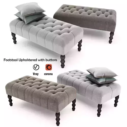 Footstool Upholstered with buttons