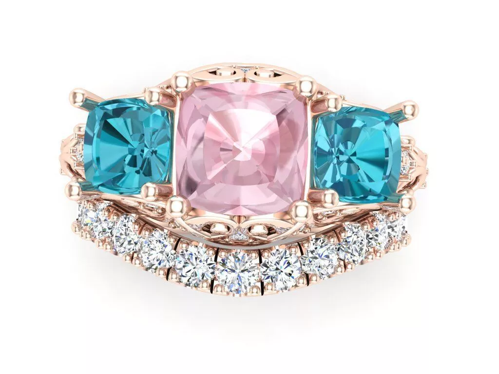 Bridal Engagement Ring SET 3DM 3D print model