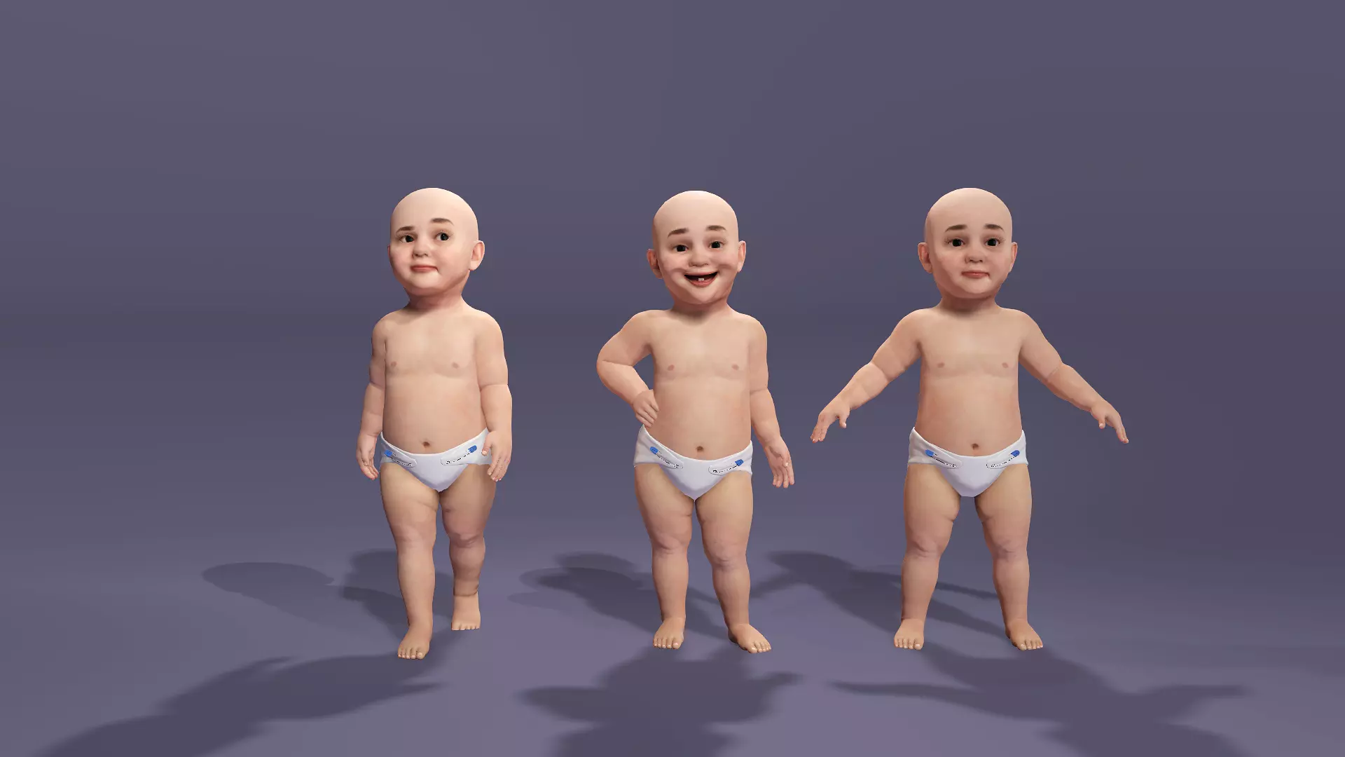 Adorable Realistic Baby Fully Rigged Low-poly 3D model