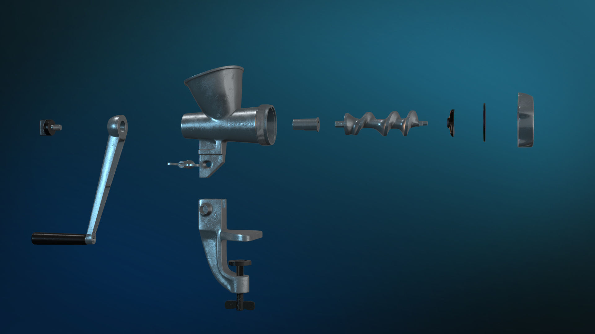 Meat grinder Low-poly 3D model_4