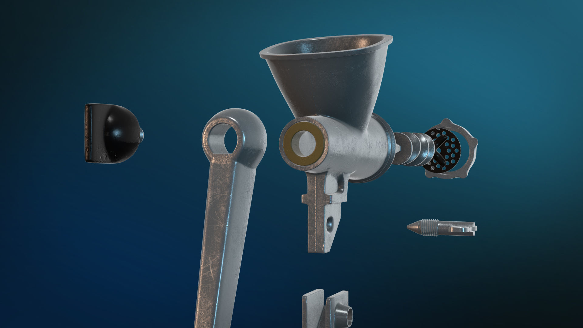 Meat grinder Low-poly 3D model_6