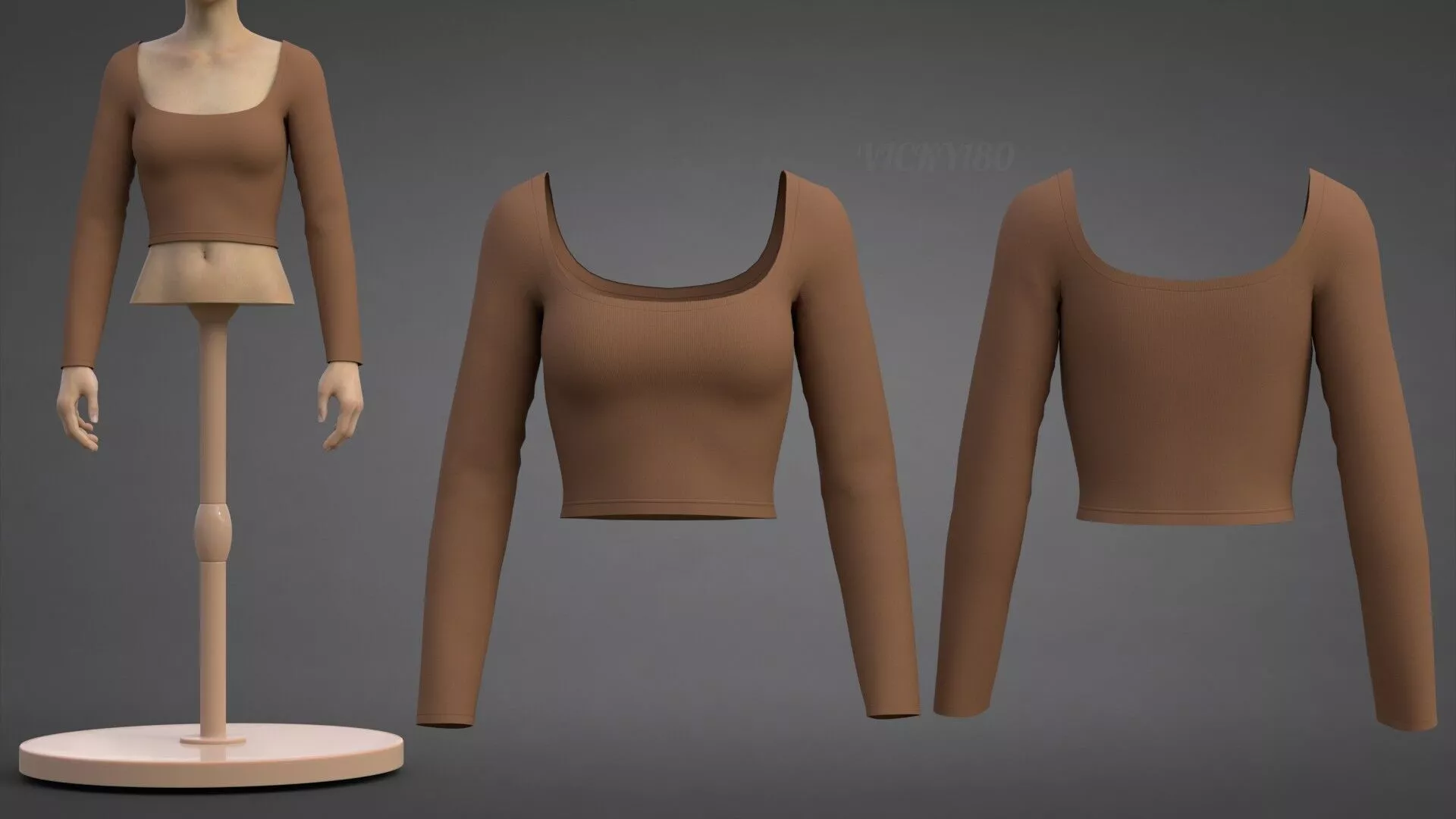 Square Neck Crop Top Lowpoly Shirt Model Low-poly 3D model