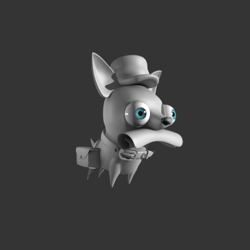 Perro cartoon dog wearing top hat 3D model