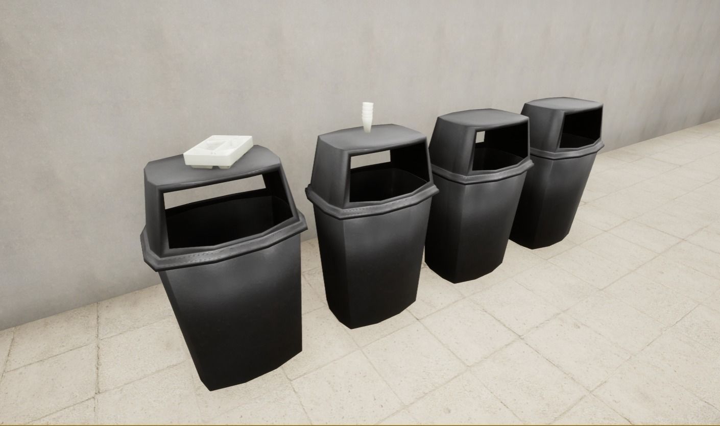 Prison Dining Room Equipment Low-poly 3D model_2