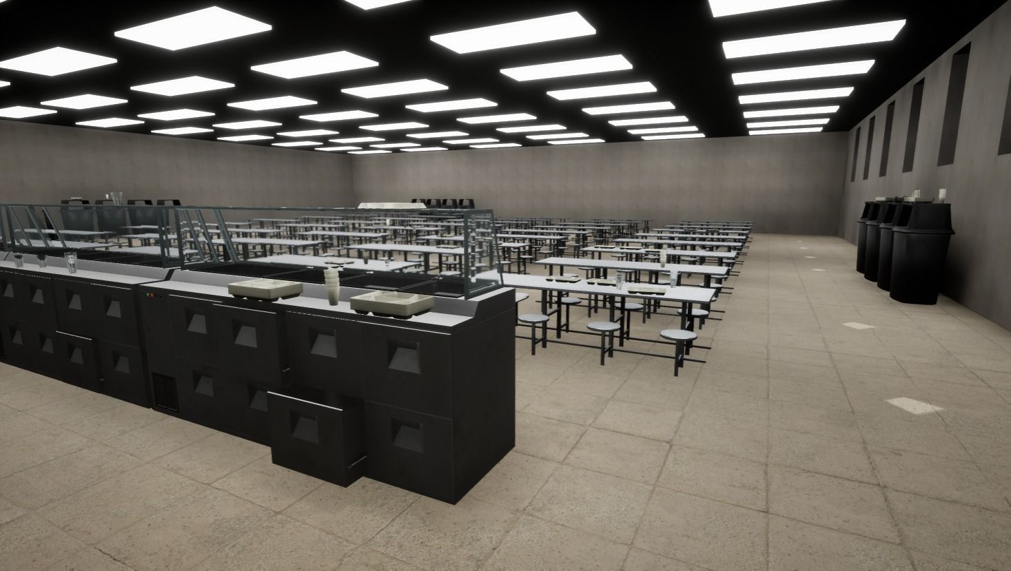 Prison Dining Room Equipment Low-poly 3D model_0