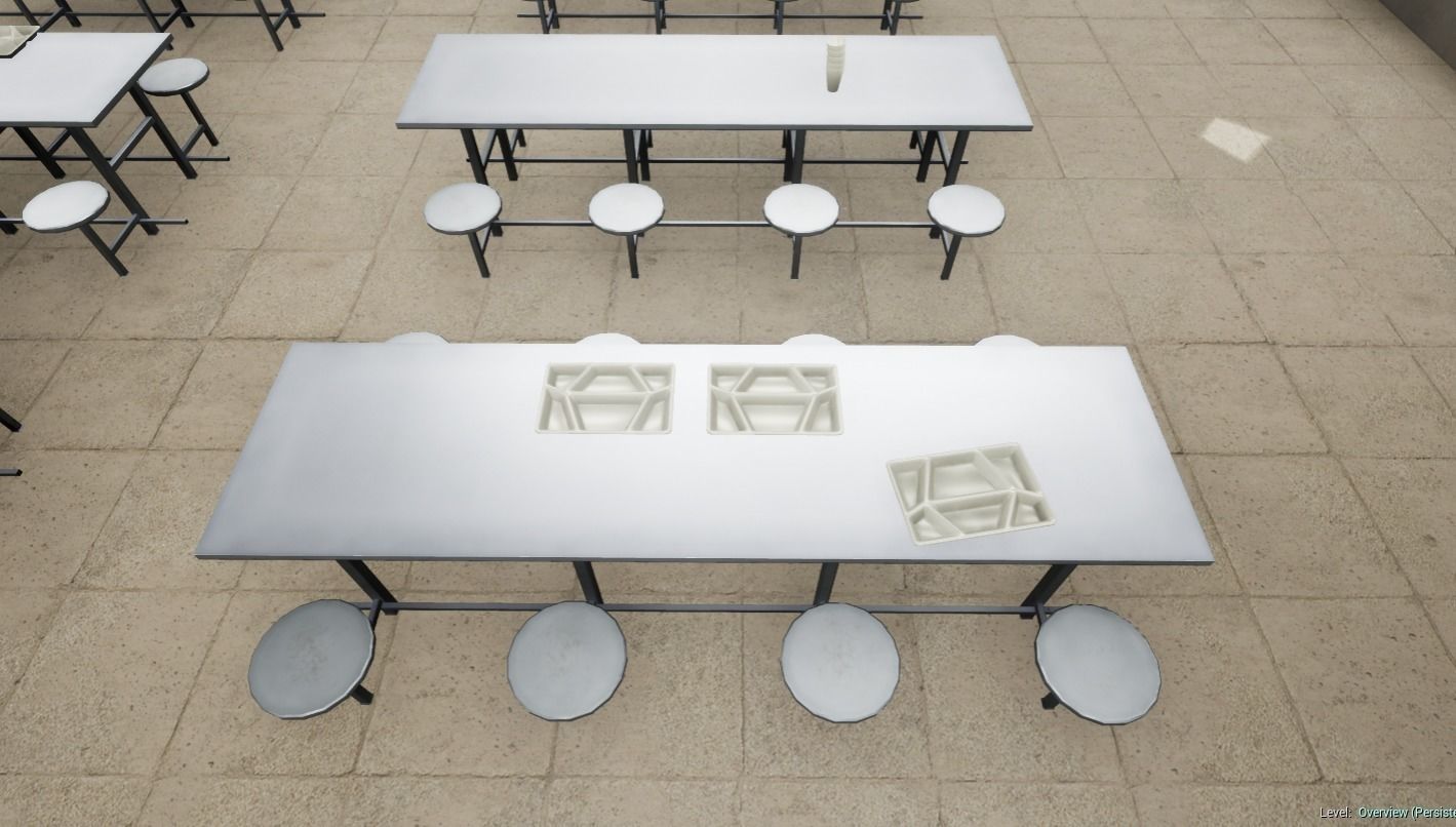 Prison Dining Room Equipment Low-poly 3D model_5