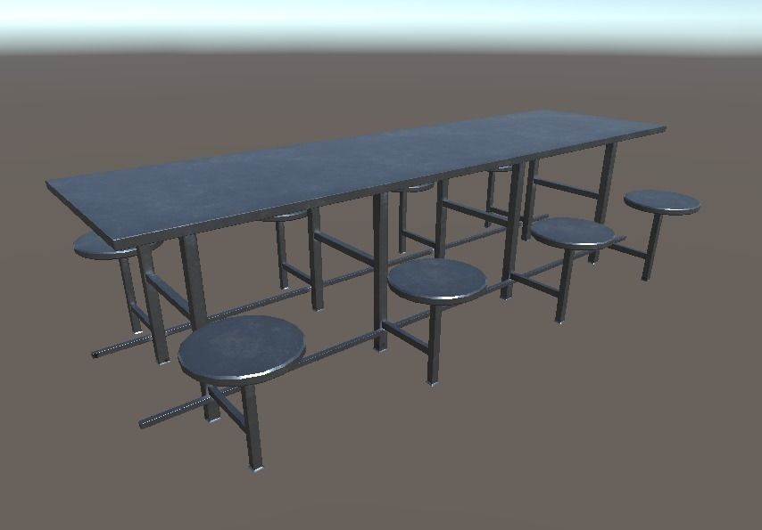Prison Dining Room Equipment Low-poly 3D model_8
