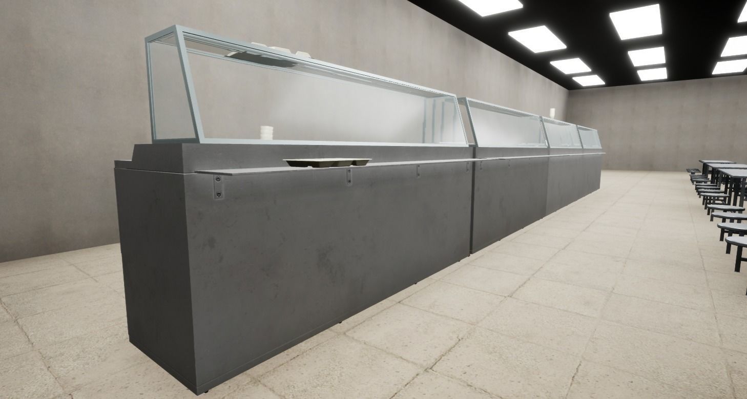 Prison Dining Room Equipment Low-poly 3D model_4