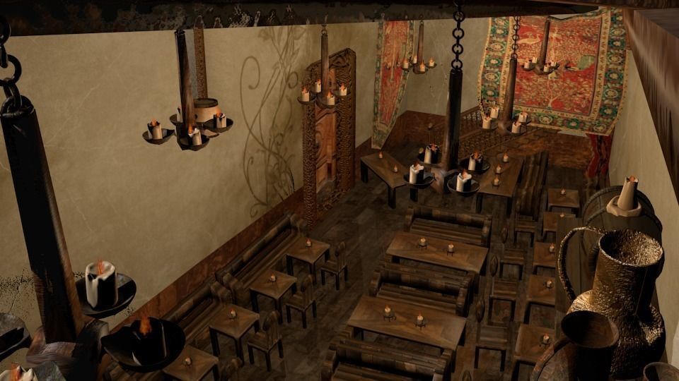 Medieval Tavern Low-poly 3D model_0