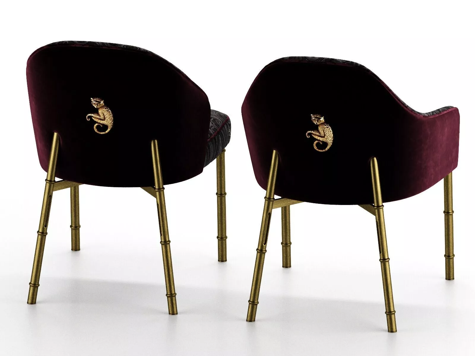 Modern Light Luxury Velvet Chairs 3D model