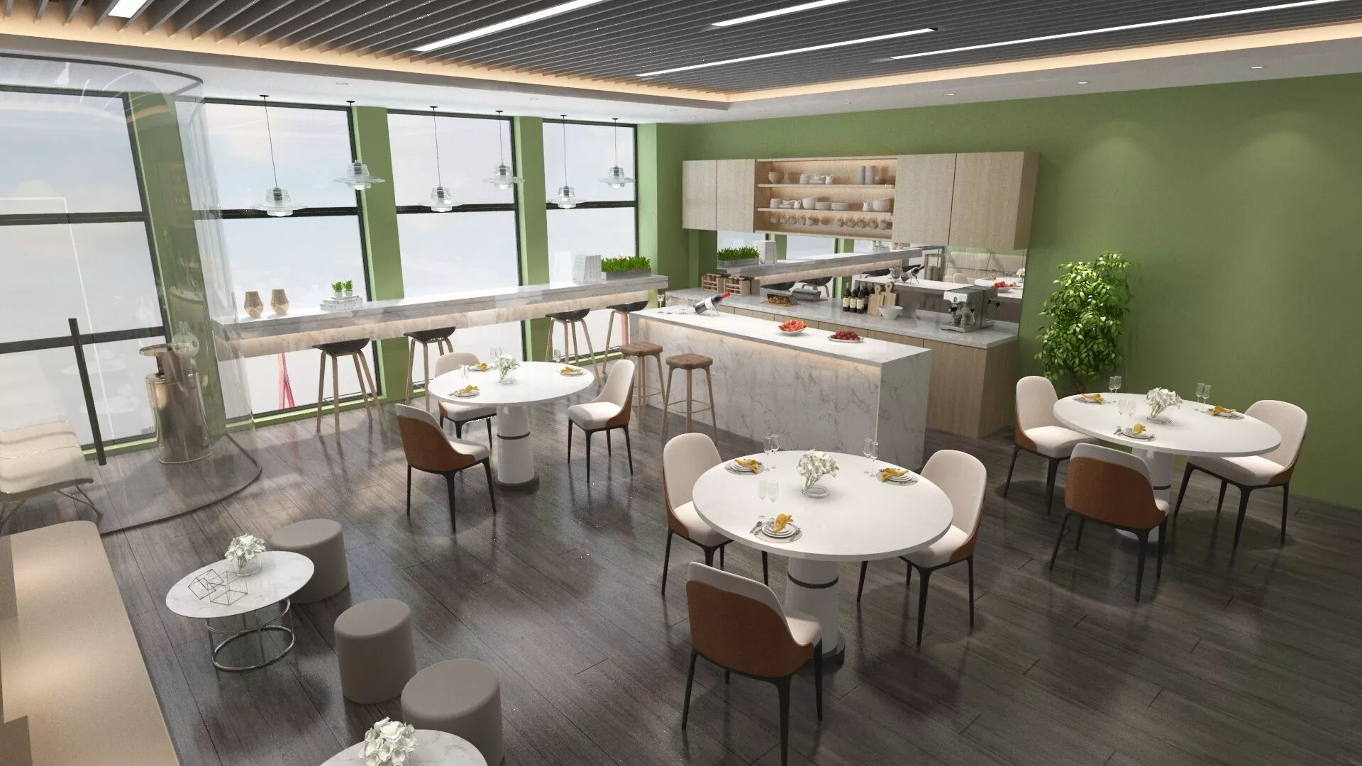 Cafeteria and Lounge Set 12000x7500 mm 3D model