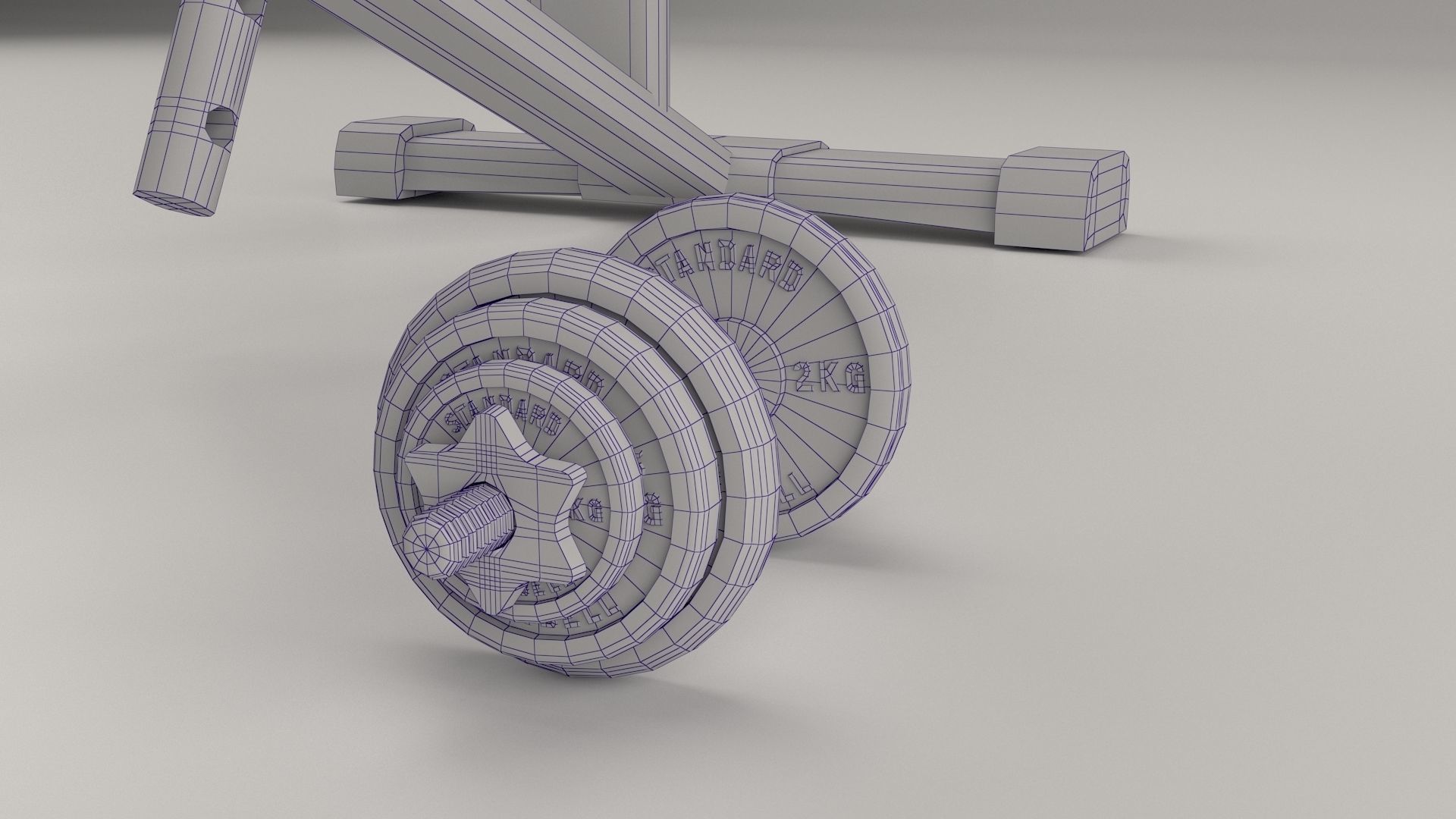 Gym pushing bench Low-poly 3D model_10