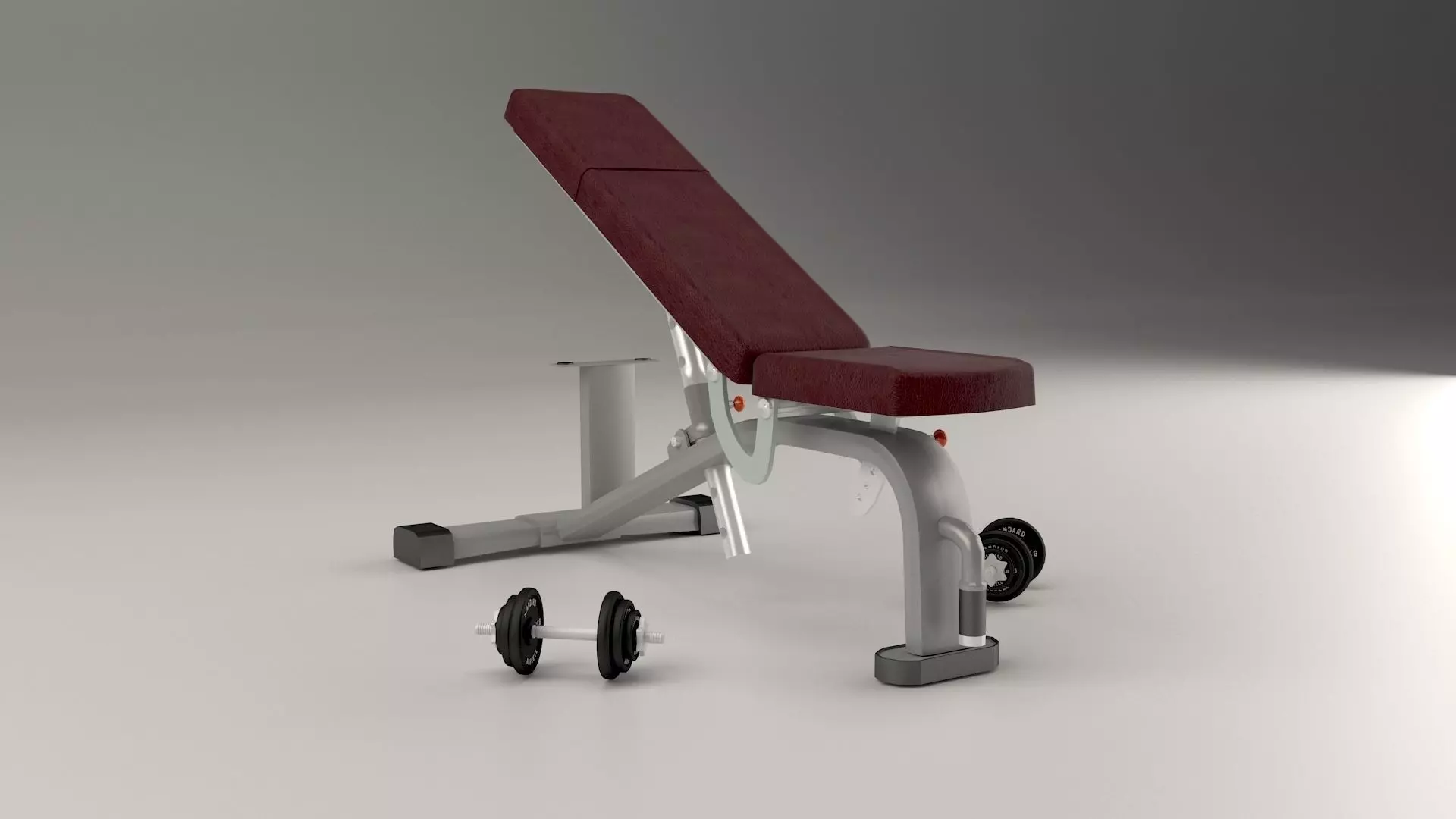 Gym pushing bench Low-poly 3D model_0