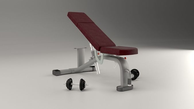 Gym pushing bench Low-poly 3D model
