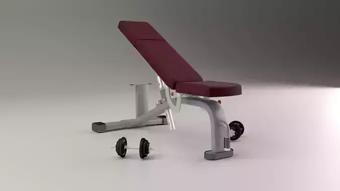 Gym pushing bench Low-poly 3D model