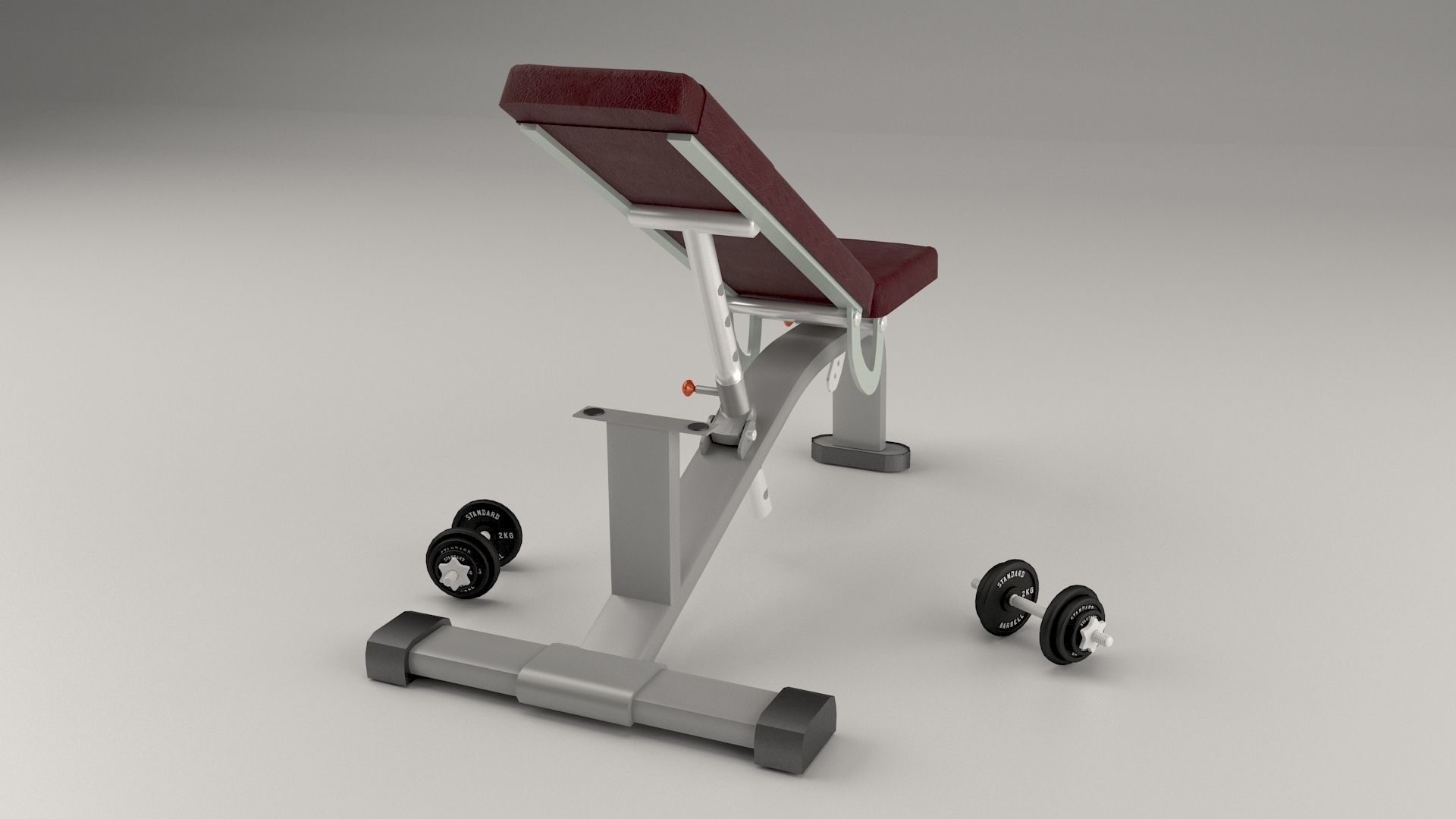 Gym pushing bench Low-poly 3D model_2