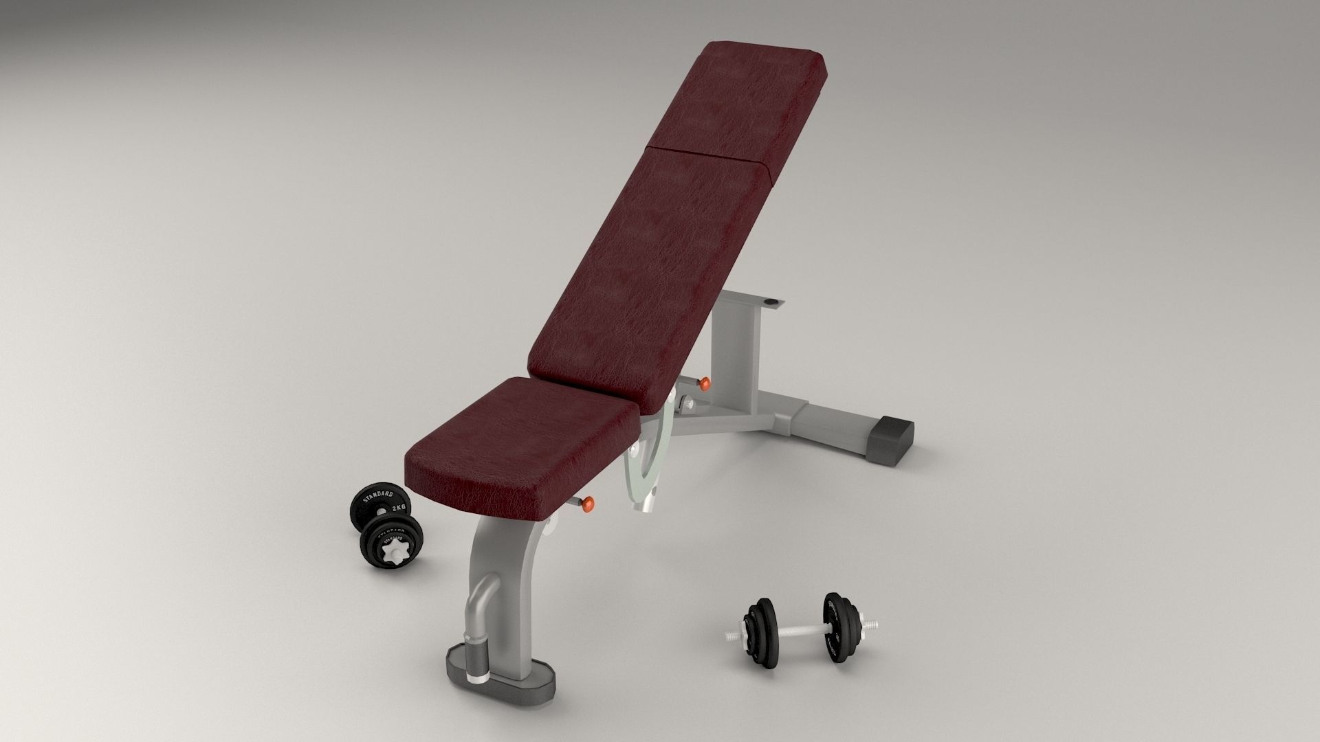 Gym pushing bench Low-poly 3D model_5
