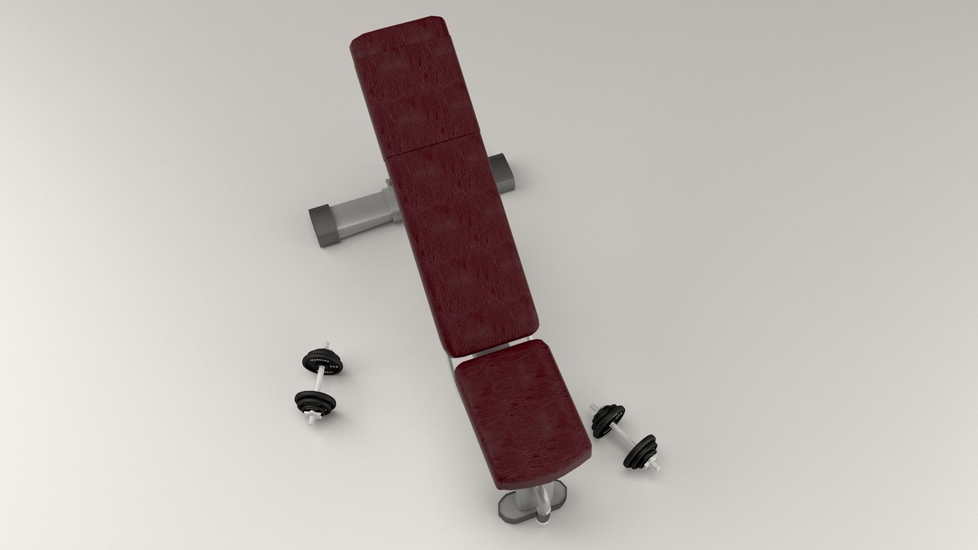 Gym pushing bench Low-poly 3D model_4