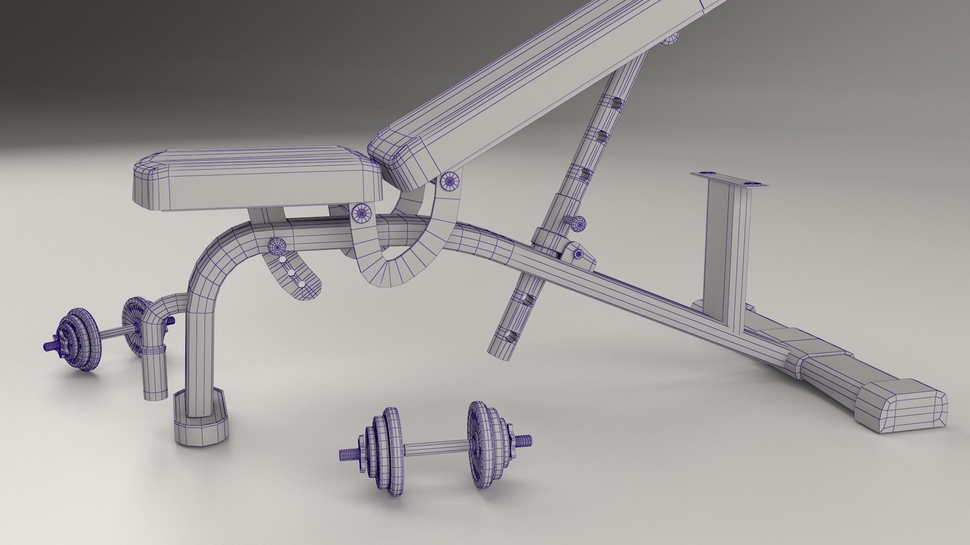 Gym pushing bench Low-poly 3D model_9