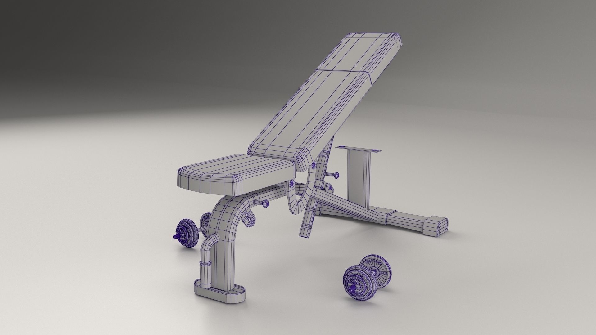 Gym pushing bench Low-poly 3D model_11