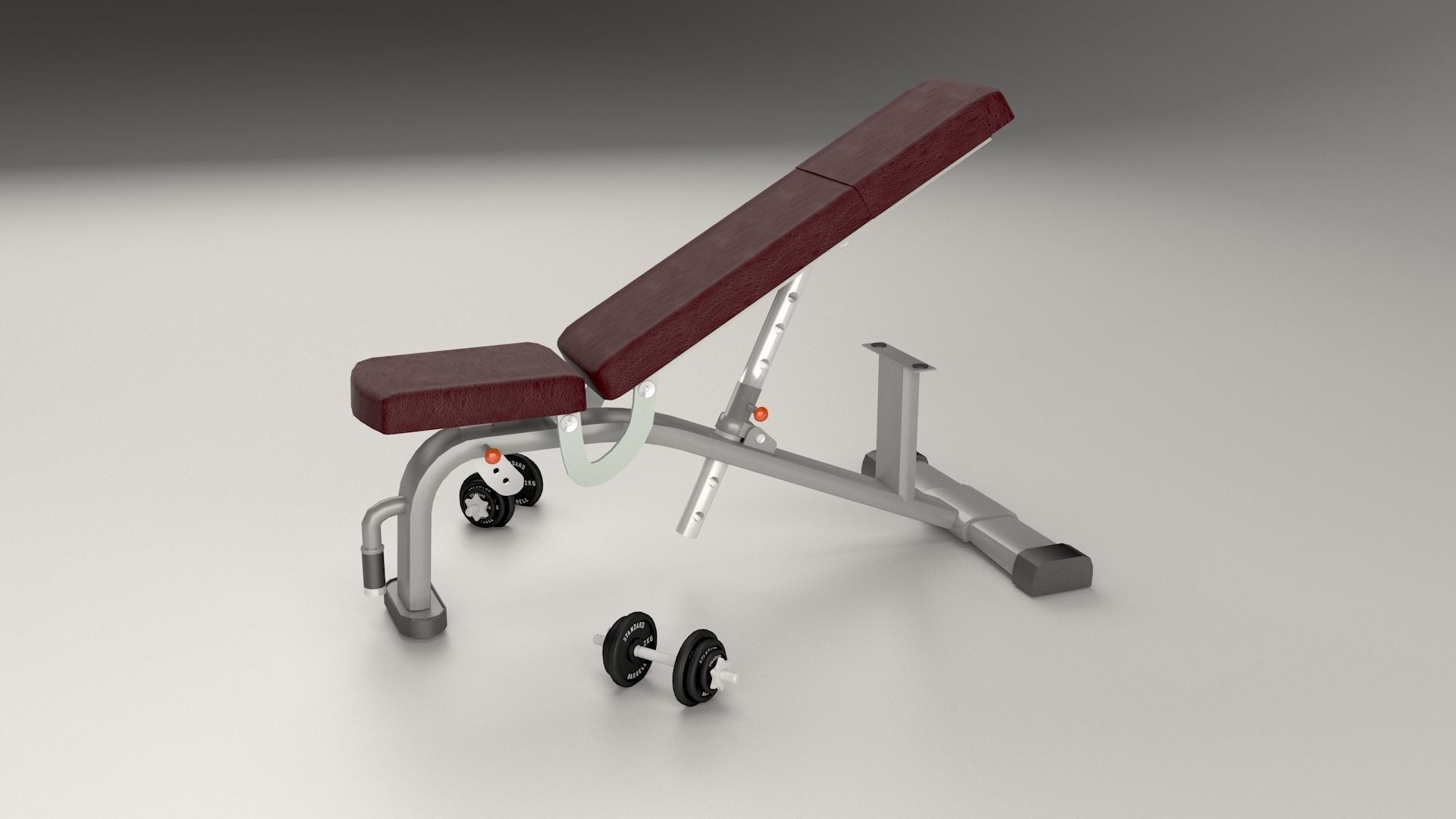 Gym pushing bench Low-poly 3D model_1