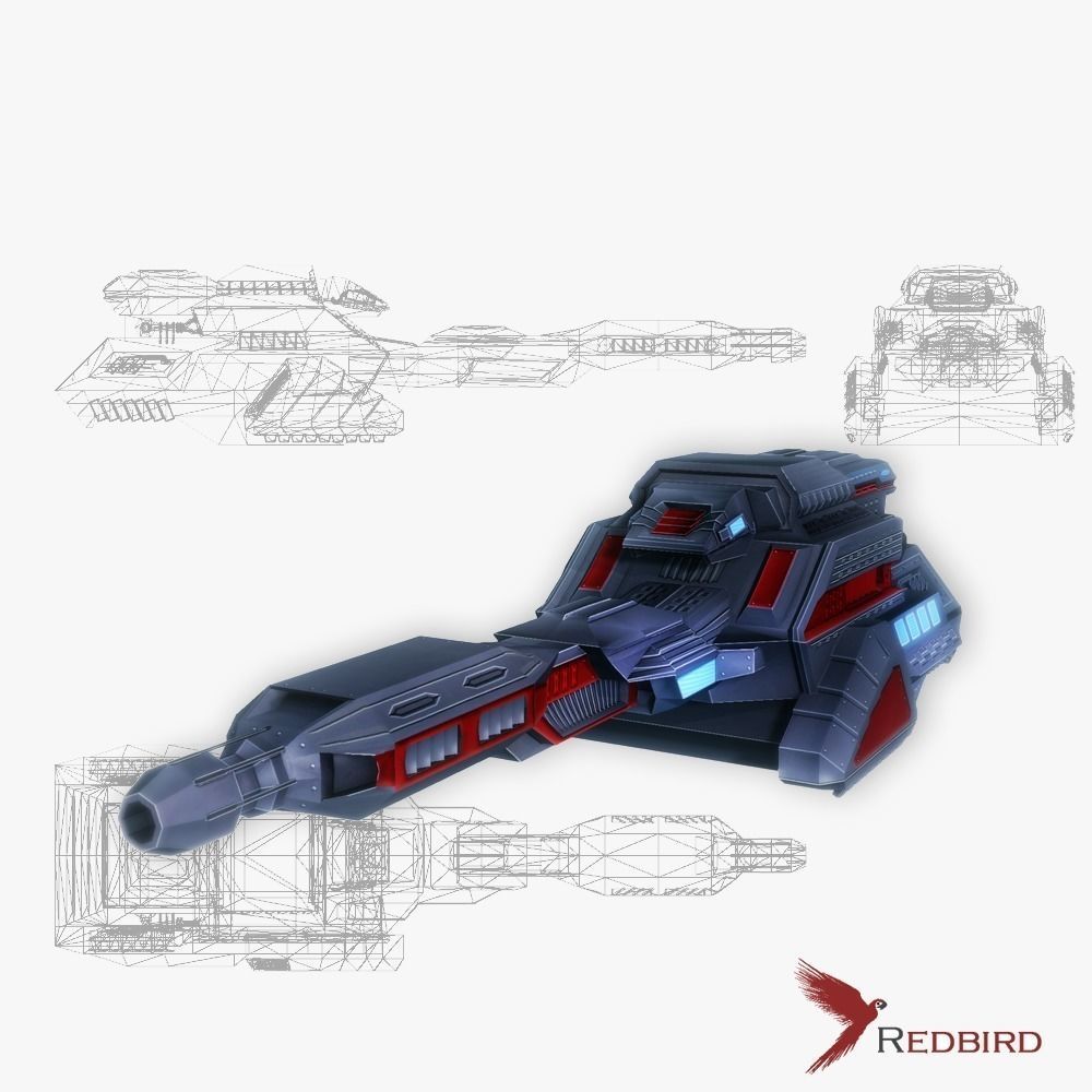 Blaster cannon 05 sci-fi low poly Low-poly 3D model_1