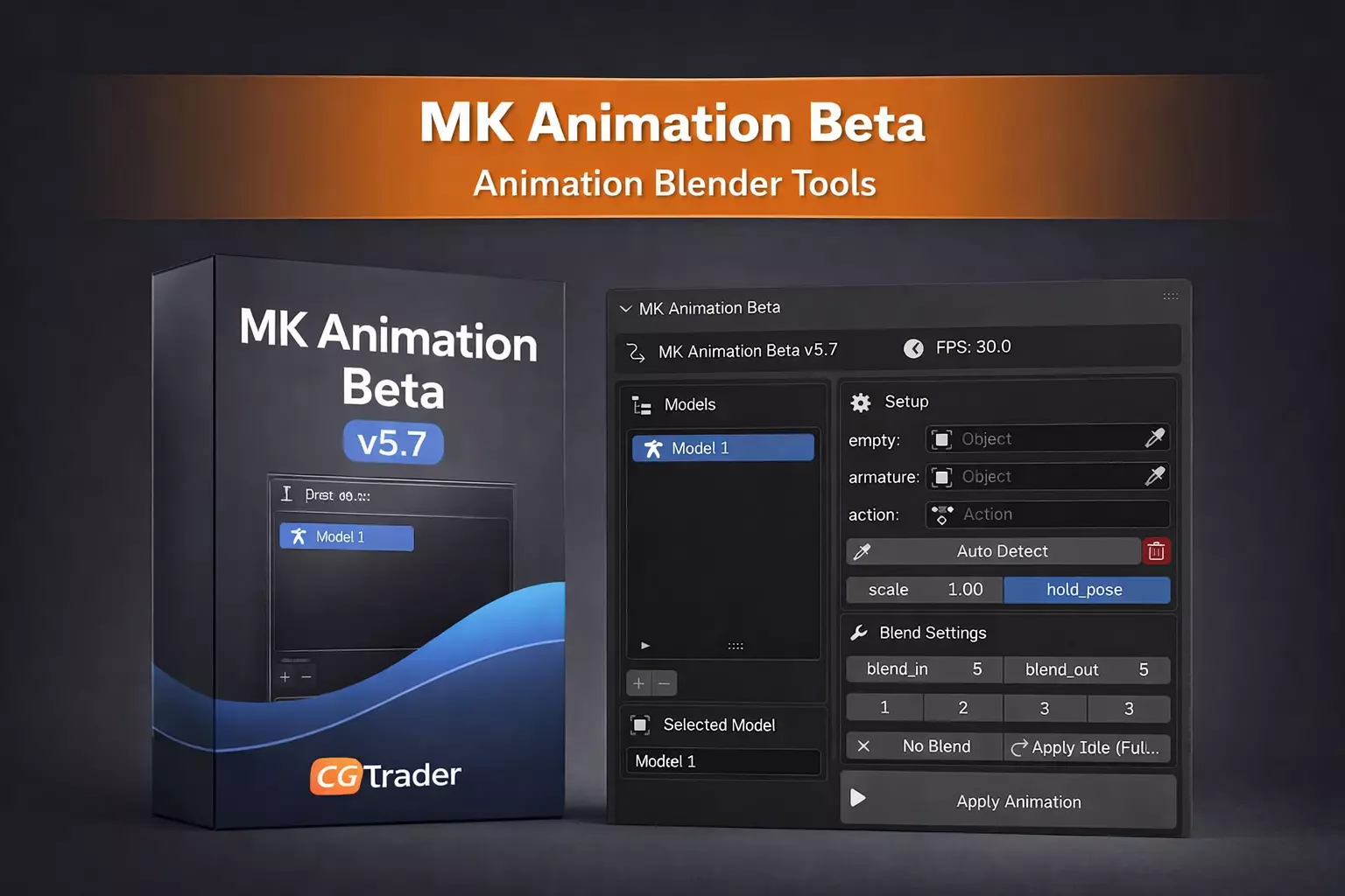 MK Animation NLA Addon Easy Apply Animation in Blender 3D model