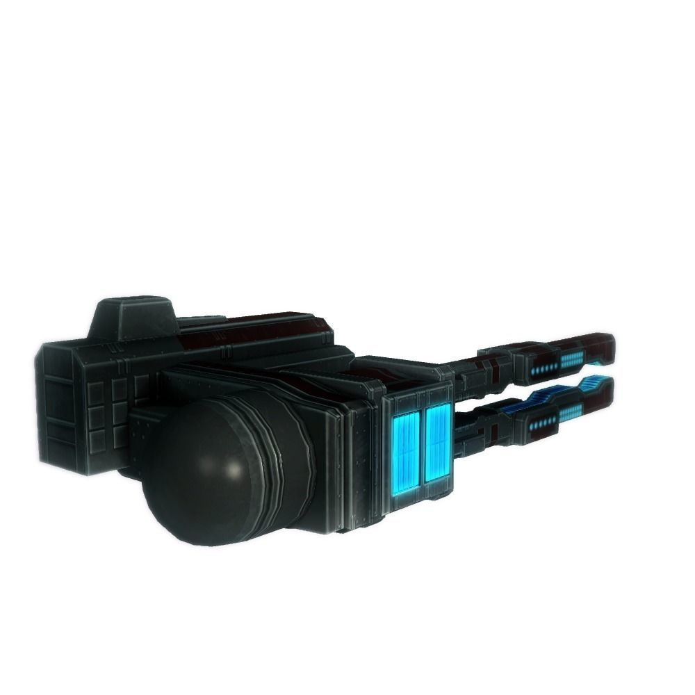Railgun cannon sci-fi low poly Animated Low-poly 3D model_1
