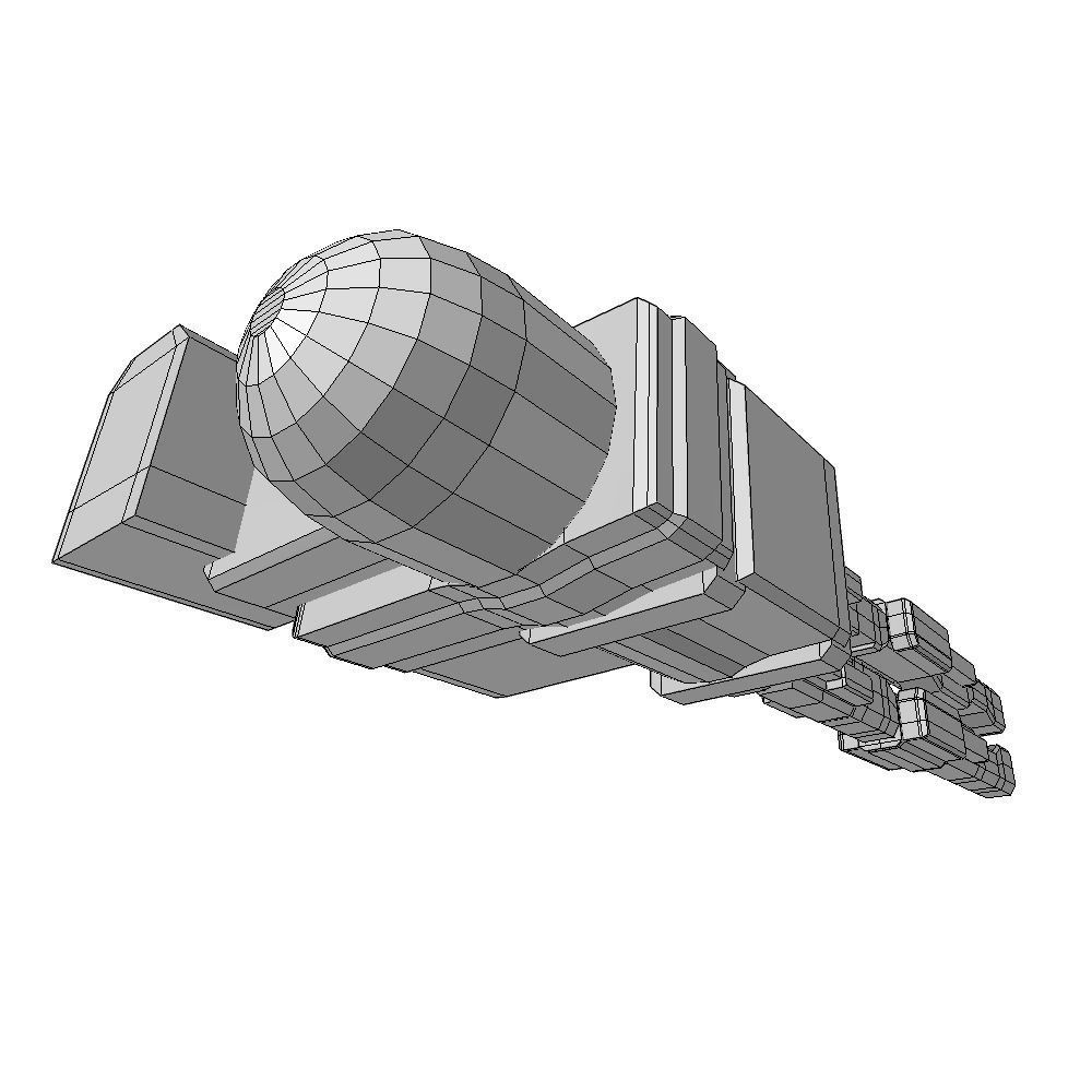 Railgun cannon sci-fi low poly Animated Low-poly 3D model_7