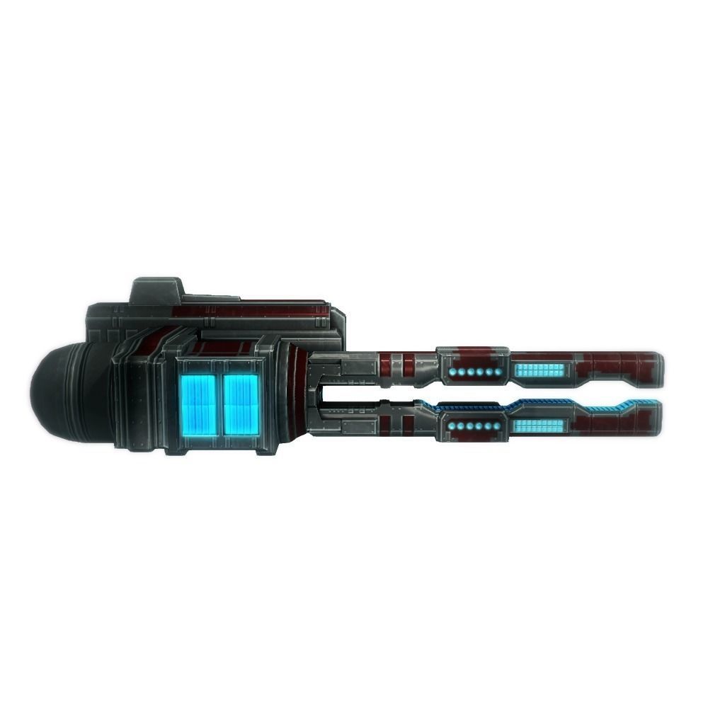 Railgun cannon sci-fi low poly Animated Low-poly 3D model_2