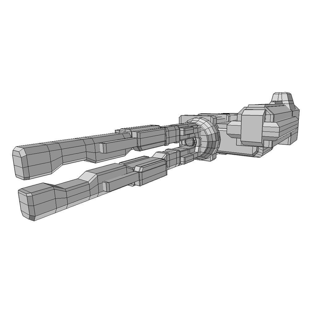 Railgun cannon sci-fi low poly Animated Low-poly 3D model_6