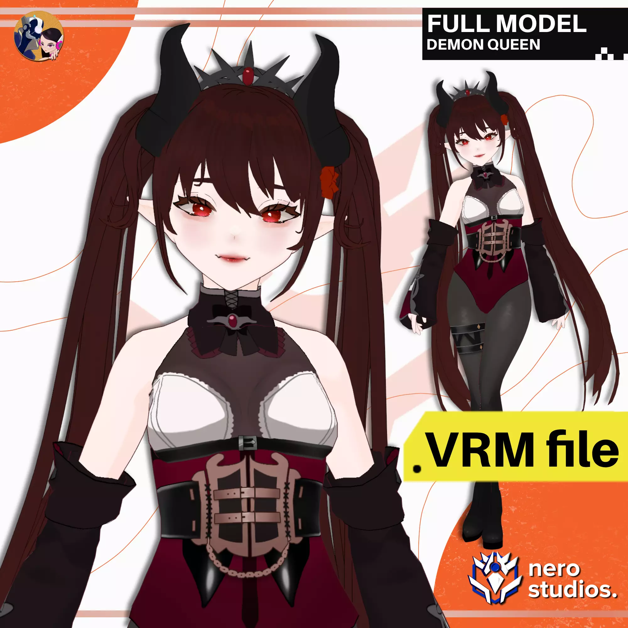VRM DEMON QUEEN GOTHIC SUCCUBUS FANTASY GIRL 3D model