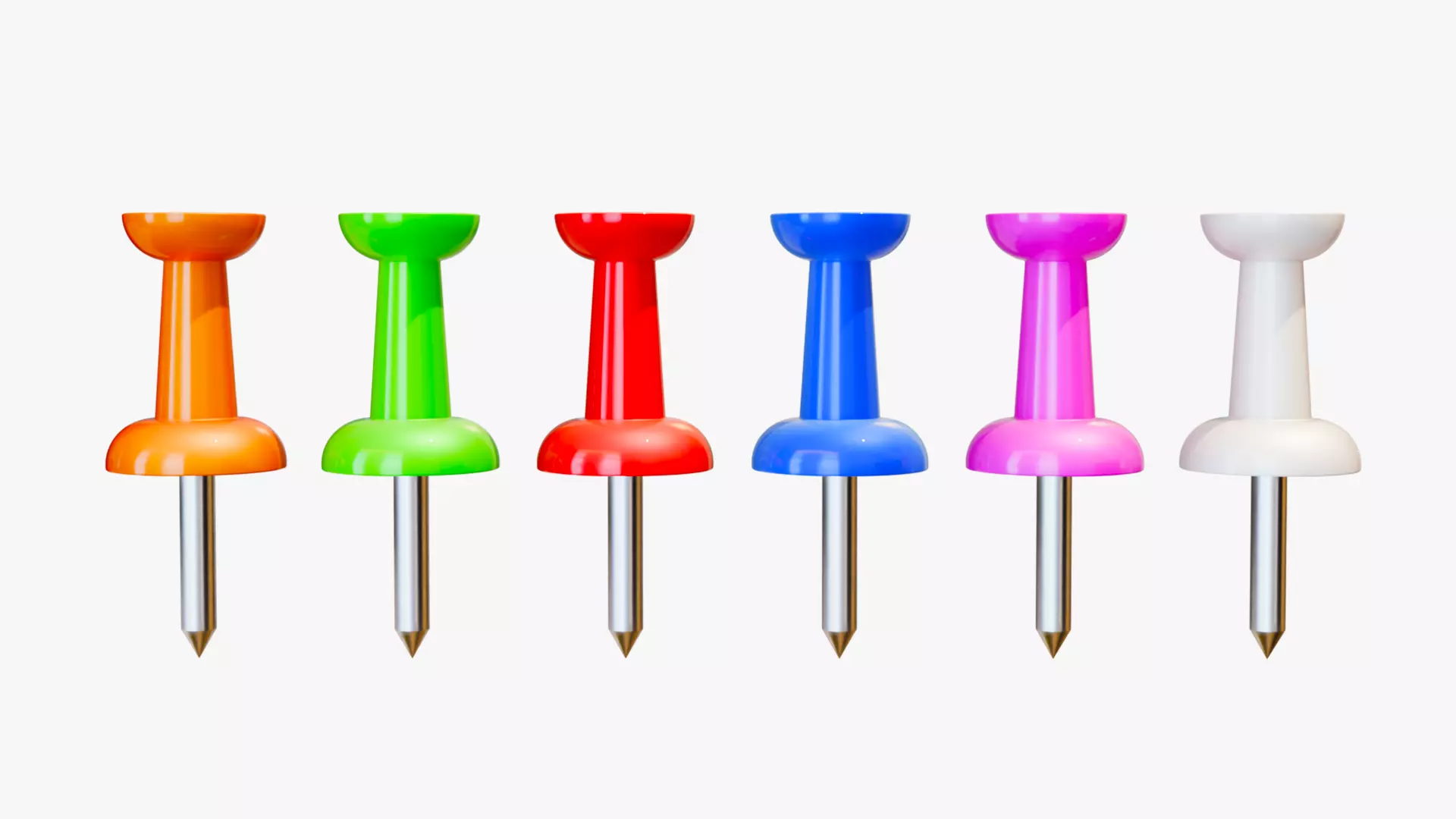 Multicolor Push Pins 3D model