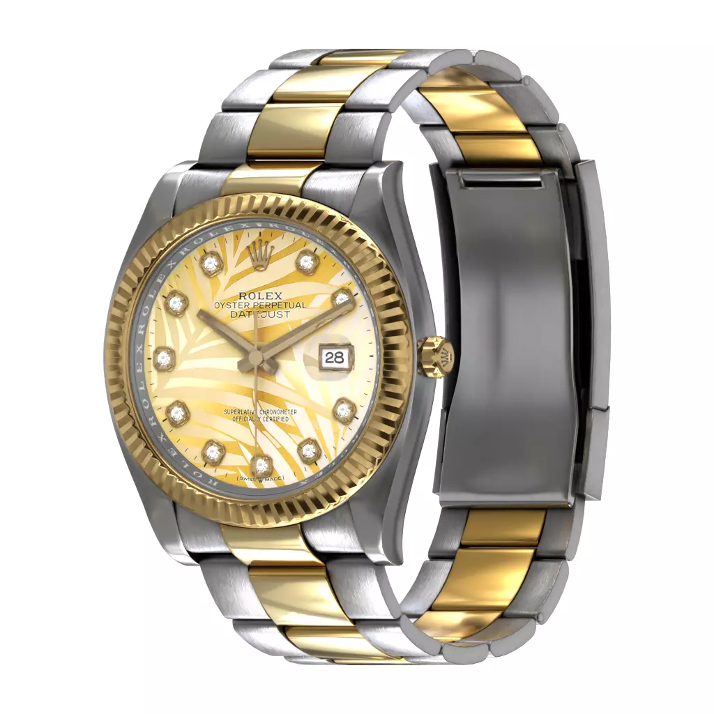 Rolex Datejust Golden Palm Fluted Oyster Bracelet 3D model