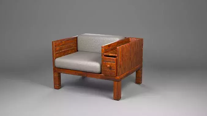 Luxury Armchair Pack 3D Leather Fabric Low Poly PBR Low-poly 3D model 4