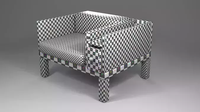 Luxury Armchair Pack 3D Leather Fabric Low Poly PBR Low-poly 3D model 7
