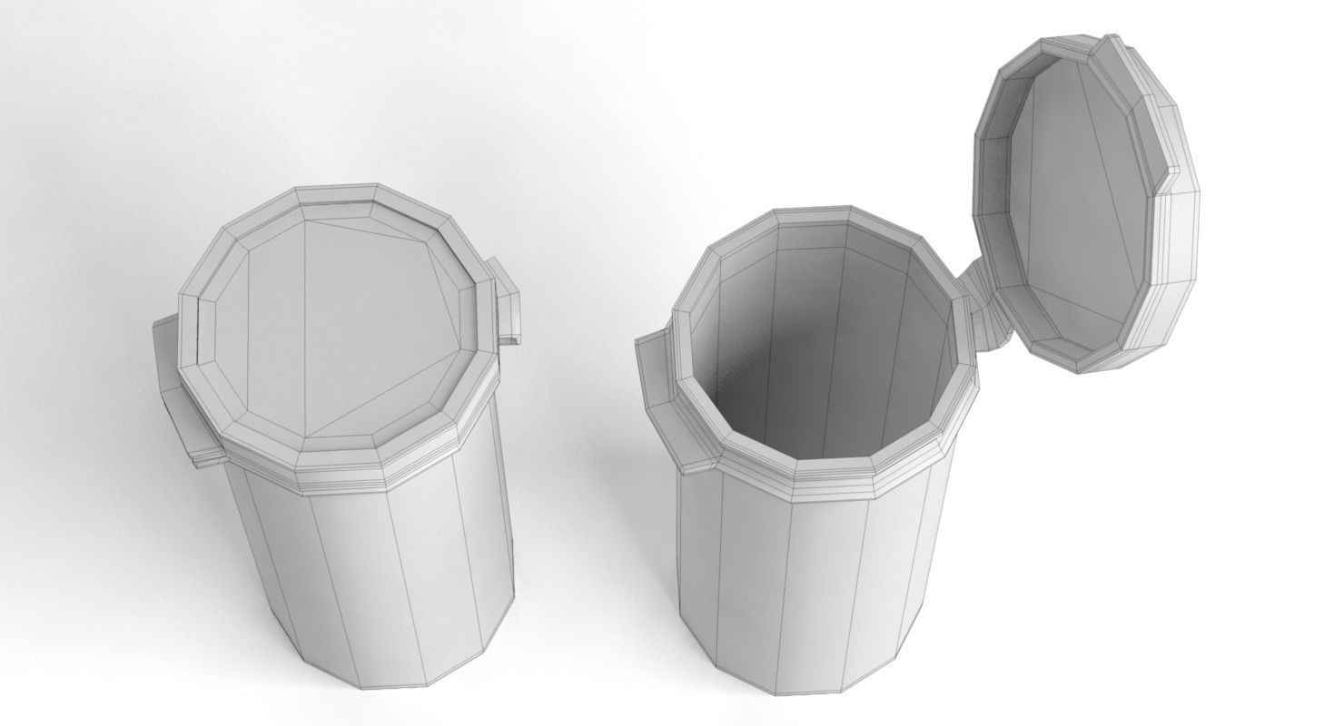 Plastic Hinged Lid Containers Low-poly 3D model_8
