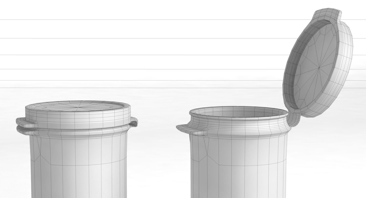 Plastic Hinged Lid Containers Low-poly 3D model_7